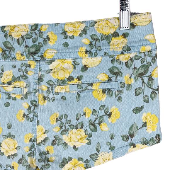 Delia’s Floral Jean Shorts Blue Yellow Flowers Denim Low Rise Junior's 3 - Picture 7 of 8